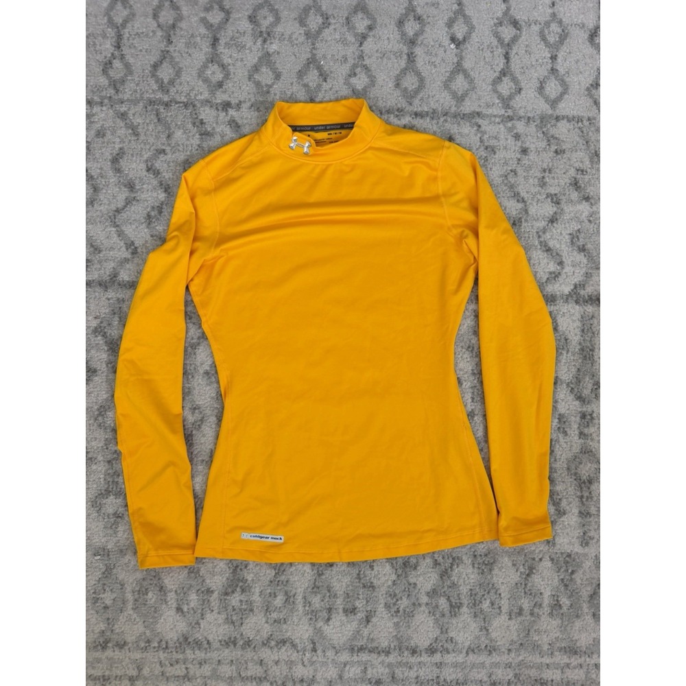 Under Armour Womens M ColdGear Authentic Mock Neck Long Sleeve Yellow 1215968